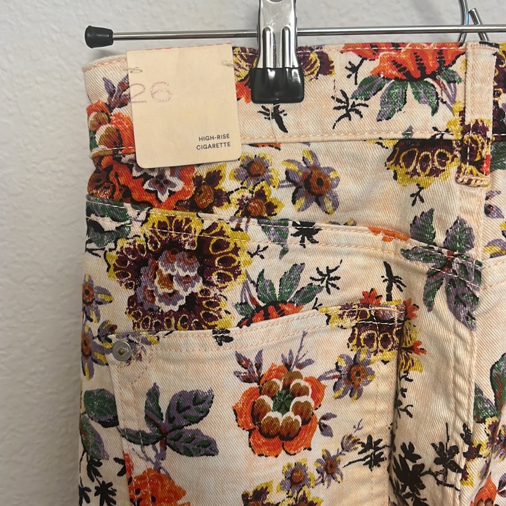NWT! Anthropologie Pilcro High-Rise Cigarette Slim Straight Jeans Floral size 26 - Picture 6 of 8